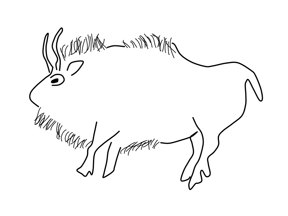 Cave Painting of a Hairy Bull