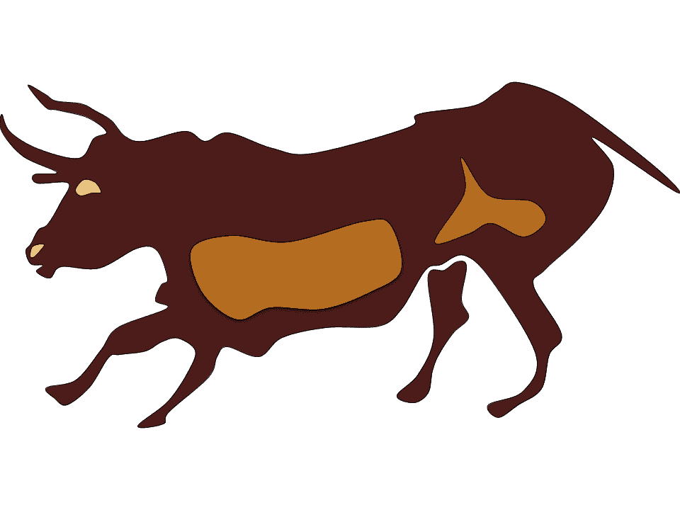 Cave Painting of a Bull with Horns